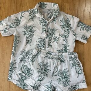 Desmond & Dempsey Howie Pineapple Short Sleeve Pyjama Set S
